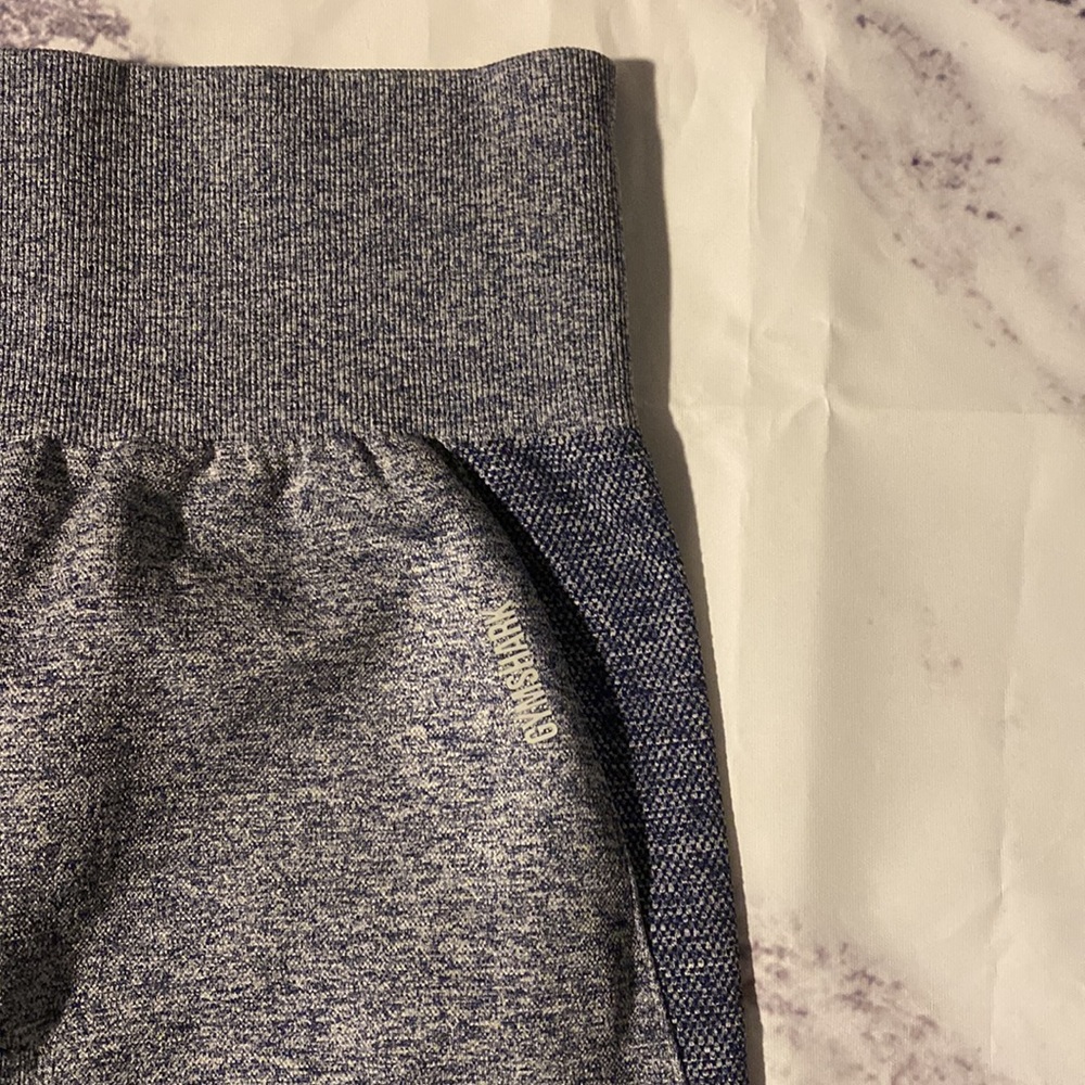 GymShark Flex High-Waisted Leggings Navy Marl/Light Grey Brand New! - Picture 6 of 7